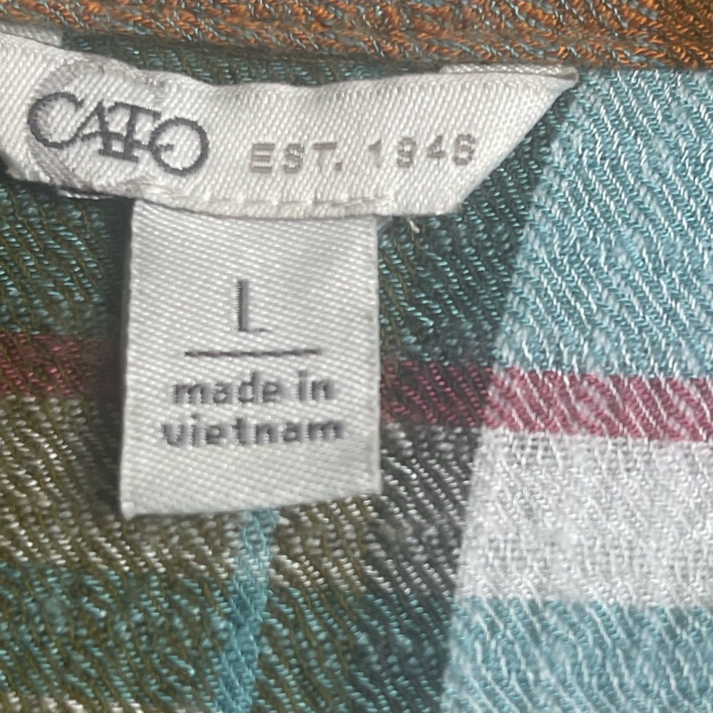 Cato Multicolor Plaid Split Side Button Down Shir… - image 4